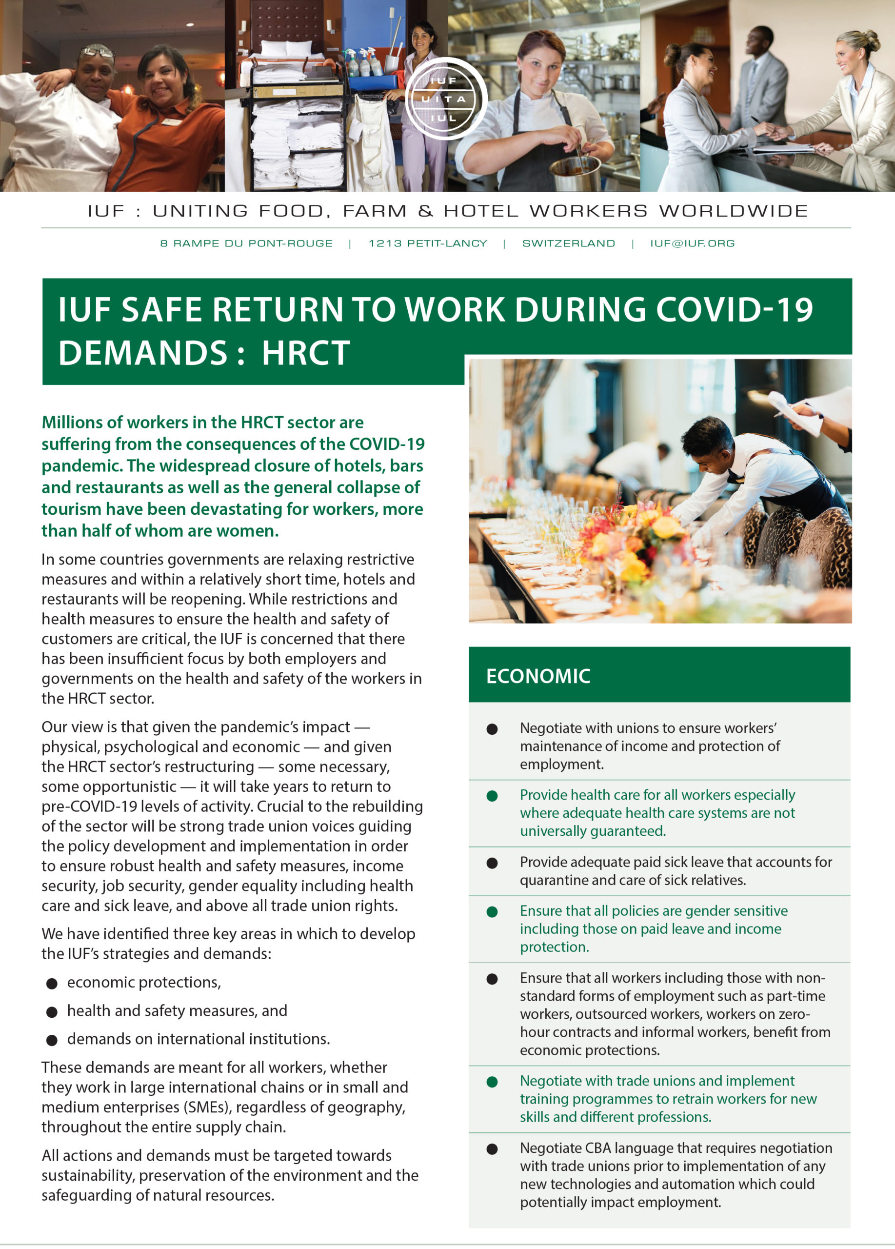 COVID-19 Demands - HRCT Return To Work - ENGLISH - IUF